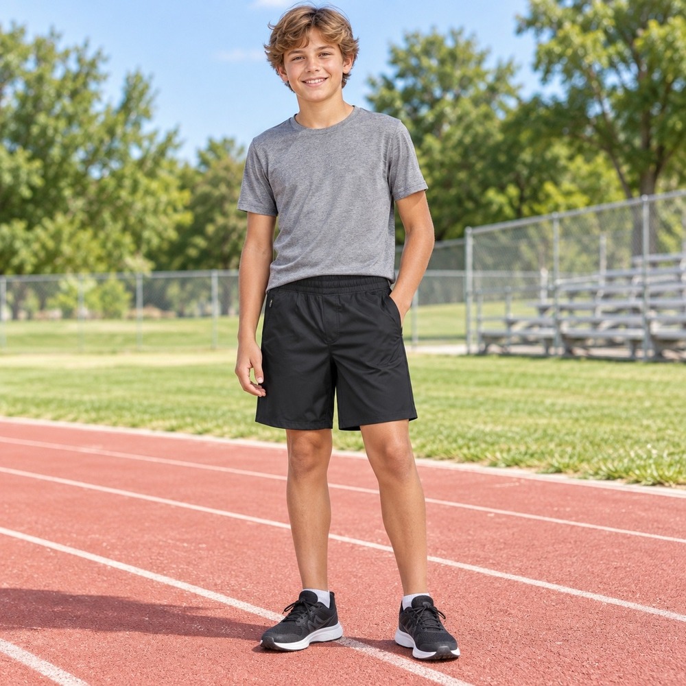 Member's Mark Active Short Boys XXL (18/20) Black NEW DynamicKnit Stretch